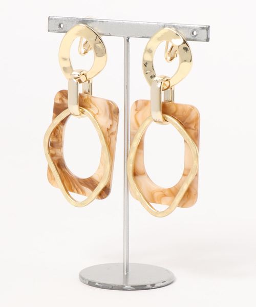 YECCA VECCA(イェッカヴェッカ)の「メタル×アクリルイヤリング(イヤリング・レディース・ベージュ/グレー・FREE)」の2枚目の写真