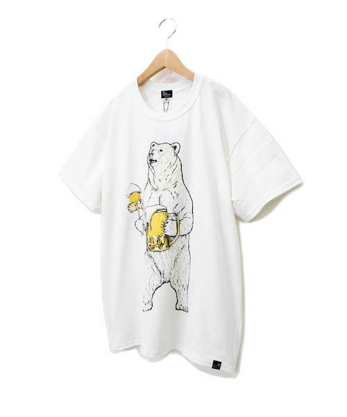 go slow caravan（ゴースローキャラバン）の「オーロラプリント SS TEE マスくまン（Tシャツ/カットソー・メンズ・ホワイト/ブラック・MEDIUM/LARGE/X-LARGE）」の4枚目の写真