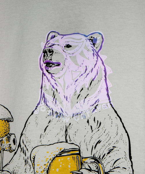 go slow caravan（ゴースローキャラバン）の「オーロラプリント SS TEE マスくまン（Tシャツ/カットソー・メンズ・ホワイト/ブラック・MEDIUM/LARGE/X-LARGE）」の8枚目の写真