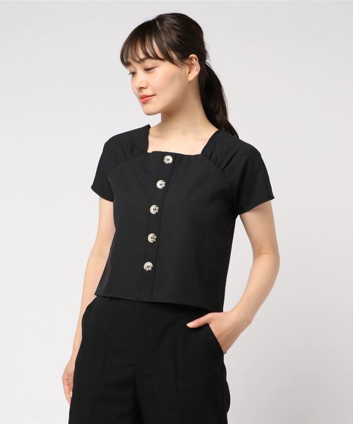 ASTORIA ODIER（アストリアオディール）の「スクエアネックコッチ釦ブラウス（シャツ/ブラウス・レディース・ホワイト/ブラック/ベージュ/オレンジ/グリーン・MEDIUM）」の2枚目の写真