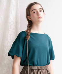 ワッフル素材の吸水速乾スカラップＴシャツ