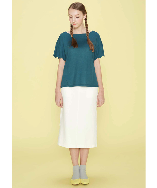 シロップ．（シロップ．）の「ワッフル素材の吸水速乾スカラップＴシャツ（Tシャツ/カットソー・レディース・チャコール/グリーン・MEDIUM/XX-LARGE/SMALL/LARGE/X-LARGE）」の7枚目の写真