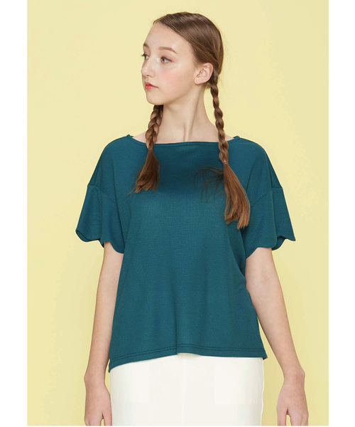シロップ．（シロップ．）の「ワッフル素材の吸水速乾スカラップＴシャツ（Tシャツ/カットソー・レディース・チャコール/グリーン・MEDIUM/XX-LARGE/SMALL/LARGE/X-LARGE）」の10枚目の写真
