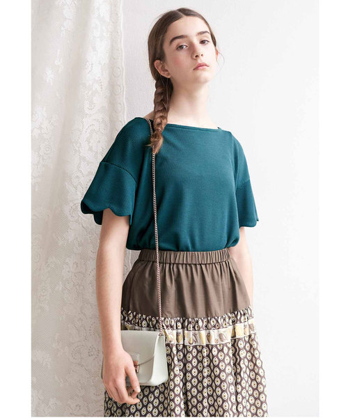 シロップ．（シロップ．）の「ワッフル素材の吸水速乾スカラップＴシャツ（Tシャツ/カットソー・レディース・チャコール/グリーン・MEDIUM/XX-LARGE/SMALL/LARGE/X-LARGE）」の11枚目の写真