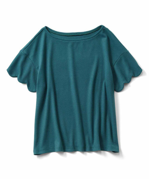 シロップ．（シロップ．）の「ワッフル素材の吸水速乾スカラップＴシャツ（Tシャツ/カットソー・レディース・チャコール/グリーン・MEDIUM/XX-LARGE/SMALL/LARGE/X-LARGE）」の13枚目の写真