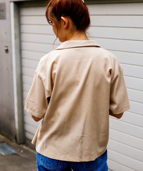 VANNIE U（ヴァニーユー）の「リネンブレンドダブルシャツジャケット（テーラードジャケット・レディース・ベージュ/ブラウン/モカ・FREE）」の5枚目の写真