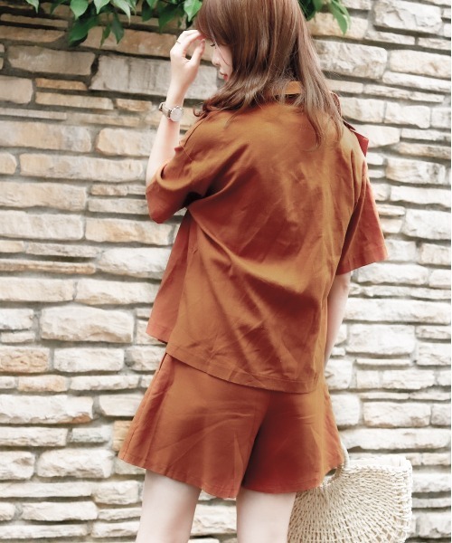 VANNIE U（ヴァニーユー）の「リネンブレンドダブルシャツジャケット（テーラードジャケット・レディース・ベージュ/ブラウン/モカ・FREE）」の19枚目の写真