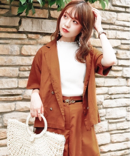 VANNIE U（ヴァニーユー）の「リネンブレンドダブルシャツジャケット（テーラードジャケット・レディース・ベージュ/ブラウン/モカ・FREE）」の20枚目の写真