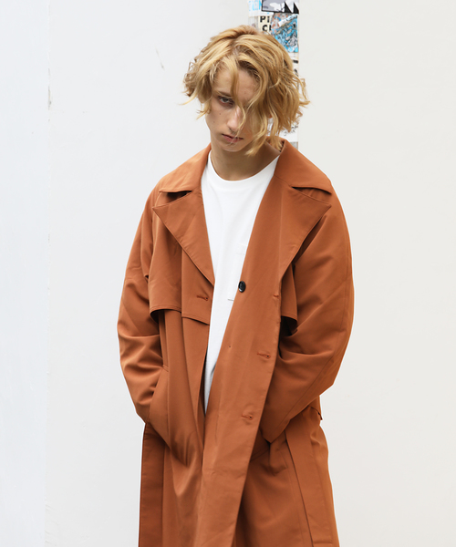 Luv maison（ラブメゾン）の「ルーズフィットトレンチコート/オーバーサイズ コート（トレンチコート・メンズ・キャメル/ブラック・M/L）」の19枚目の写真