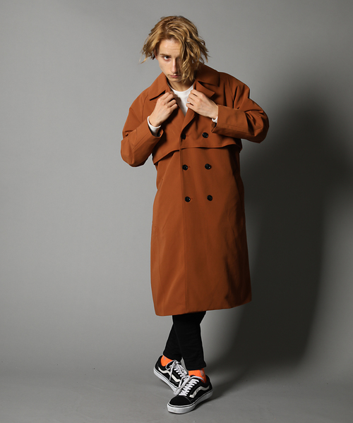 Luv maison（ラブメゾン）の「ルーズフィットトレンチコート/オーバーサイズ コート（トレンチコート・メンズ・キャメル/ブラック・M/L）」の17枚目の写真