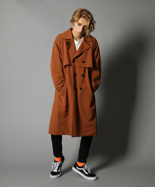 Luv maison（ラブメゾン）の「ルーズフィットトレンチコート/オーバーサイズ コート（トレンチコート・メンズ・キャメル/ブラック・M/L）」の15枚目の写真
