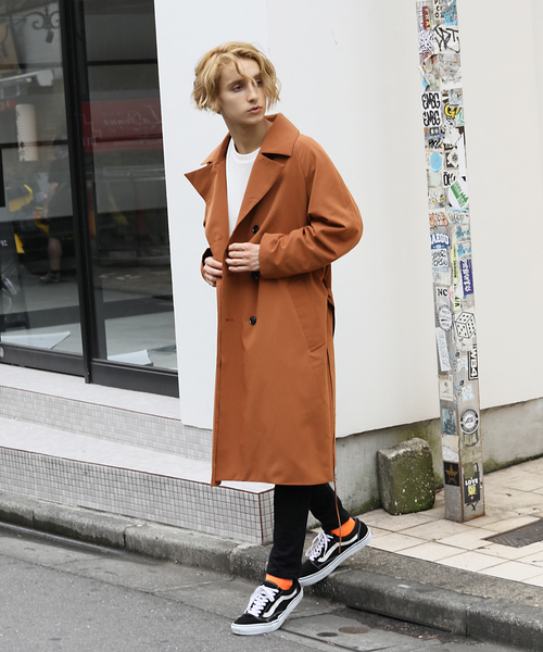 Luv maison（ラブメゾン）の「ルーズフィットトレンチコート/オーバーサイズ コート（トレンチコート・メンズ・キャメル/ブラック・M/L）」の8枚目の写真
