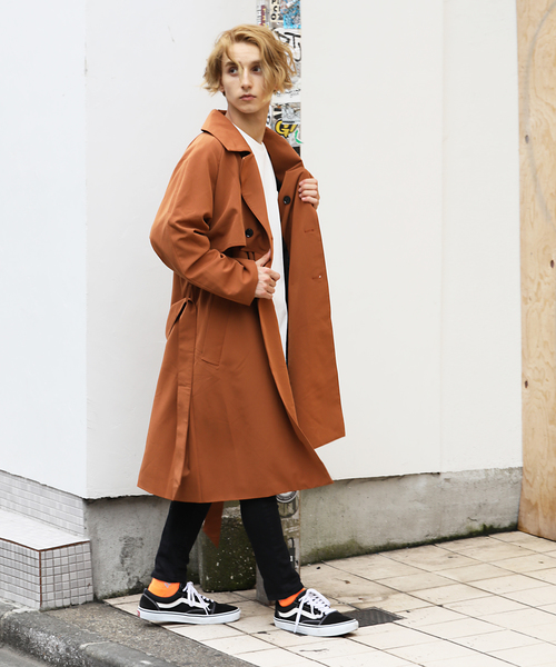 Luv maison（ラブメゾン）の「ルーズフィットトレンチコート/オーバーサイズ コート（トレンチコート・メンズ・キャメル/ブラック・M/L）」の11枚目の写真