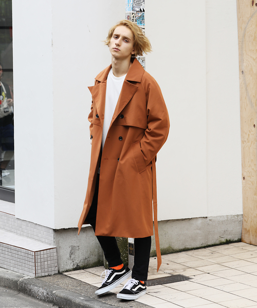 Luv maison（ラブメゾン）の「ルーズフィットトレンチコート/オーバーサイズ コート（トレンチコート・メンズ・キャメル/ブラック・M/L）」の16枚目の写真