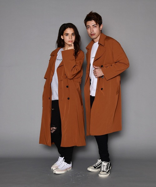 Luv maison（ラブメゾン）の「ルーズフィットトレンチコート/オーバーサイズ コート（トレンチコート・メンズ・キャメル/ブラック・M/L）」の22枚目の写真