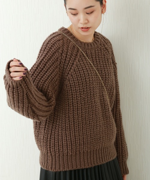 n'ee-ne（ネーネ）の「ビッグシルエットニット（ニット/セーター・レディース・アイボリー/ブラック/モカ/ベージュ/グリーン・FREE）」の3枚目の写真