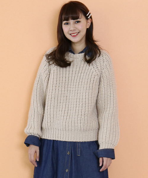 n'ee-ne（ネーネ）の「ビッグシルエットニット（ニット/セーター・レディース・アイボリー/ブラック/モカ/ベージュ/グリーン・FREE）」の9枚目の写真