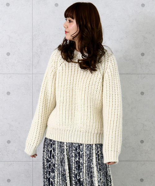 n'ee-ne（ネーネ）の「ビッグシルエットニット（ニット/セーター・レディース・アイボリー/ブラック/モカ/ベージュ/グリーン・FREE）」の11枚目の写真