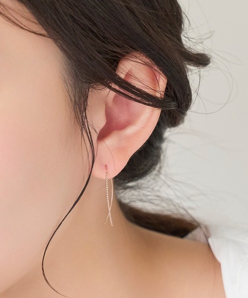 【K10】フィービー クロスラインアメリカンピアス セール】【K10】クロスラインアメリカンピアス/BOX付き（ピアス（両耳