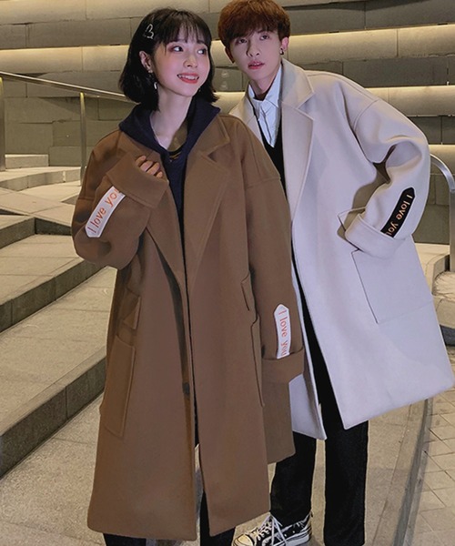 DAY CLOSET 袖 ロゴ オーバーサイズチェスターコート