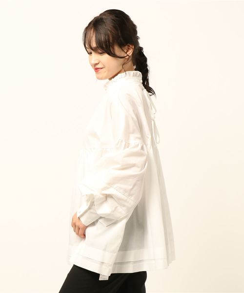 archives（アルシーヴ）の「ハイネックフレア2wayブラウス（シャツ/ブラウス・レディース・オフホワイト/ブラック/ピンク・MEDIUM）」の6枚目の写真