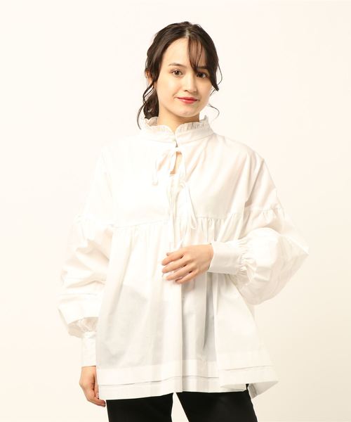 archives（アルシーヴ）の「ハイネックフレア2wayブラウス（シャツ/ブラウス・レディース・オフホワイト/ブラック/ピンク・MEDIUM）」の4枚目の写真