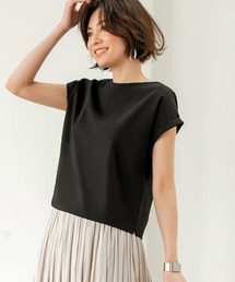 【理想的ハリ感の】袖口折り無地Tシャツ