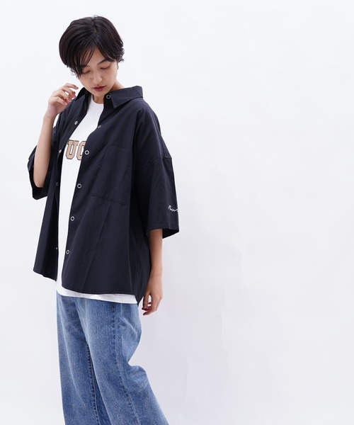 BUCCA 44（ブッカフォーティーフォー）の「【BUCCA 44】袖刺繍半袖オーバーシャツ（シャツ/ブラウス・メンズ・ホワイト/ブラック・XXX-LARGE/X-LARGE/LARGE/XX-LARGE/MEDIUM）」の12枚目の写真