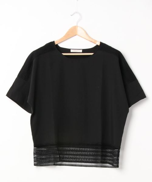 Green　Parks（グリーンパークス）の「レース切替プルオーバー＊★（シャツ/ブラウス・レディース・ブラック/オフホワイト/イエロー・FREE）」の2枚目の写真