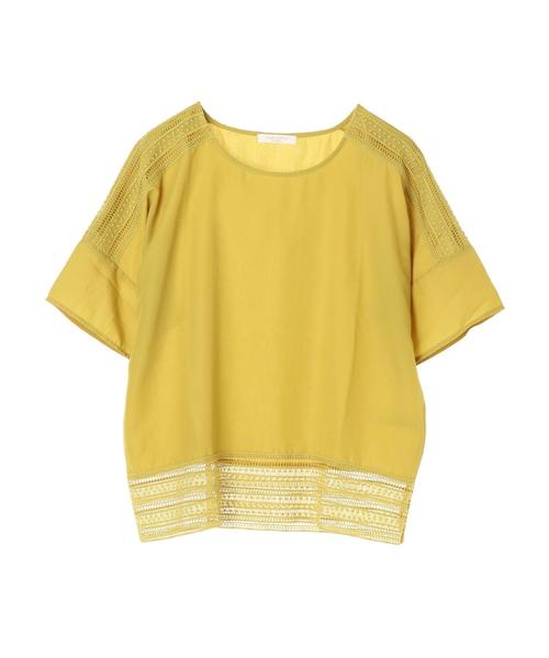 Green　Parks（グリーンパークス）の「レース切替プルオーバー＊★（シャツ/ブラウス・レディース・ブラック/オフホワイト/イエロー・FREE）」の12枚目の写真