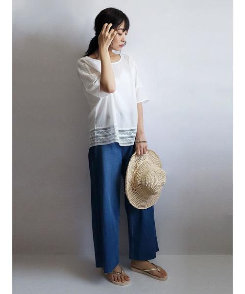 Green　Parks（グリーンパークス）の「レース切替プルオーバー＊★（シャツ/ブラウス・レディース・ブラック/オフホワイト/イエロー・FREE）」の8枚目の写真