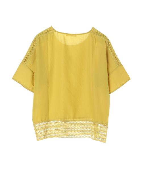 Green　Parks（グリーンパークス）の「レース切替プルオーバー＊★（シャツ/ブラウス・レディース・ブラック/オフホワイト/イエロー・FREE）」の9枚目の写真