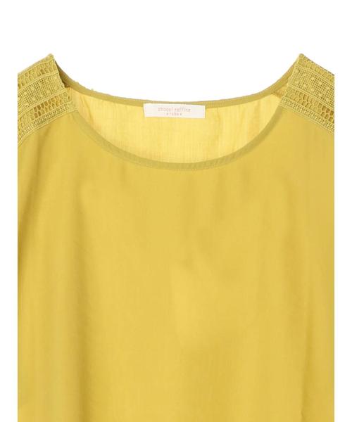 Green　Parks（グリーンパークス）の「レース切替プルオーバー＊★（シャツ/ブラウス・レディース・ブラック/オフホワイト/イエロー・FREE）」の6枚目の写真