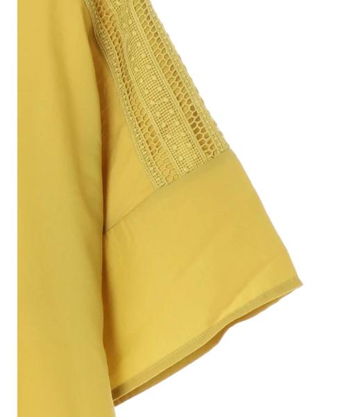 Green　Parks（グリーンパークス）の「レース切替プルオーバー＊★（シャツ/ブラウス・レディース・ブラック/オフホワイト/イエロー・FREE）」の4枚目の写真