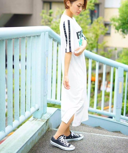 LB/S （エルビーエス）の「袖ラインワンピース ロング丈/マキシ丈（ワンピース・レディース・ホワイト/ブラック・MEDIUM/LARGE）」の10枚目の写真