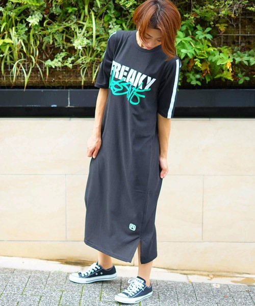 LB/S （エルビーエス）の「袖ラインワンピース ロング丈/マキシ丈（ワンピース・レディース・ホワイト/ブラック・MEDIUM/LARGE）」の3枚目の写真