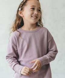 pairmanon | 【さらサーマル】無地 ロゴ プリント 長袖 ロングスリーブ ワッフル Tシャツ ロンT(Tシャツ/カットソー)