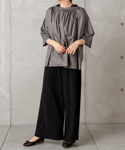 PUAL CE CIN（ピュアルセシン）の「【Du noir】ペーパー加工ブラウス（シャツ/ブラウス・レディース・ブラック/グレー/キャメル・FREE）」の11枚目の写真