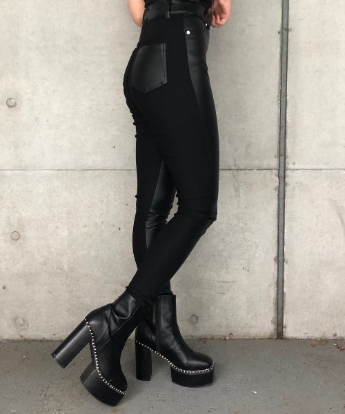 ENVYM（アンビー）の「ＰＵコンビジェギンス（その他パンツ・レディース・ブラック・S/M）」の2枚目の写真