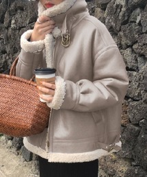 ドゥーラドゥーラ　エコレザーブルゾンジャケット Doula ブルゾン アウター ボアブルゾンジャケット レディース