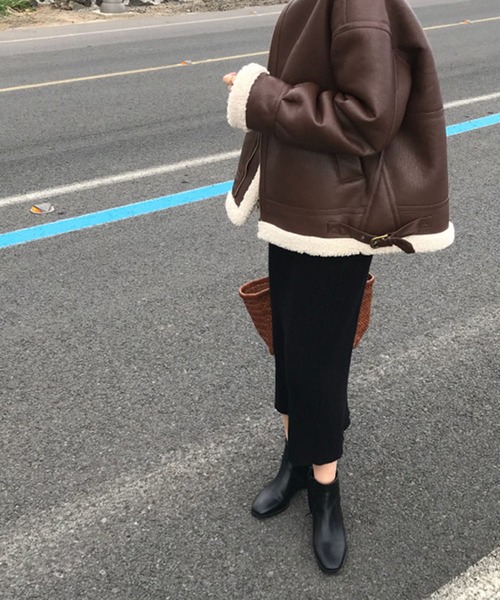 Doula Doula（ドゥーラドゥーラ）の「ボアブルゾンジャケット（ブルゾン・レディース・ブラック/ブラウン/グレイッシュベージュ/キャメル・M/L）」の12枚目の写真