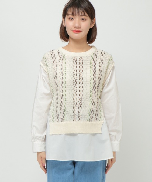LBC（エルビーシー）の「ジャガードレイヤードプルオーバー（Tシャツ/カットソー・レディース・ベージュ/オフホワイト・M）」の6枚目の写真