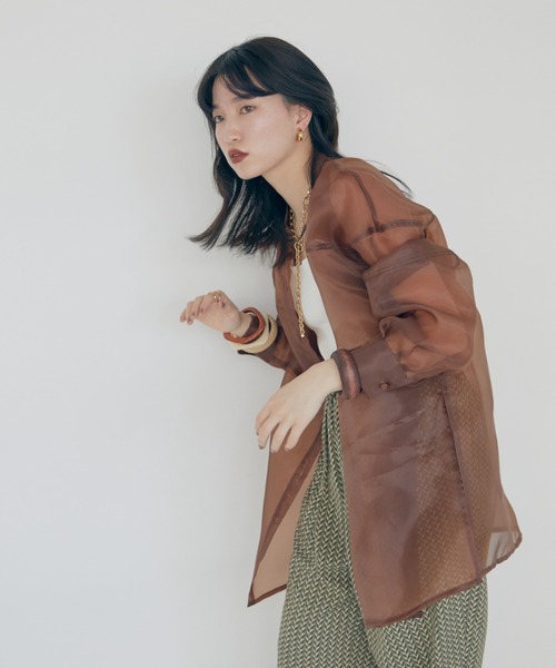 Doux archives - mskn3点DOUX ARCHIVES ダークベージュ ビッグシャツ Doux archives（ドゥアルシーヴ）の「【WEB限定】シアーBIG