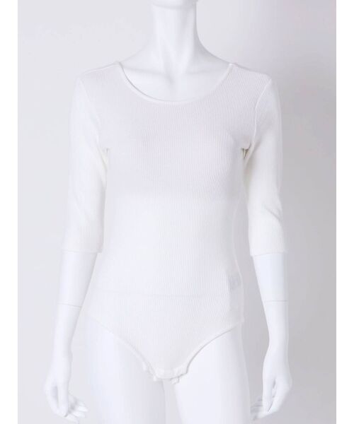 MURUA（ムルーア）の「バックオープンワッフルトップス（Tシャツ/カットソー・レディース・ホワイト/グレー・FREE）」の4枚目の写真