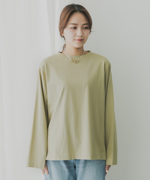 KBF+(ケービーエフプラス)の「KBF+ 袖スリットプルオーバー(Tシャツ/カットソー・レディース・チャコールグレー/オフホワイト/ライトカーキ・ONE)」の16枚目の写真