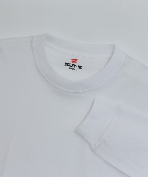 HANES(ヘインズ)の「【Hanes/ヘインズ】メンズ 【2枚組】ビーフィーロングスリーブTシャツ(Tシャツ/カットソー・メンズ・ブラック/ヘザーグレー/ホワイト/ネイビー/ダークグレー・MEDIUM/X-SMALL/LARGE/X-LARGE/SMALL)」の7枚目の写真