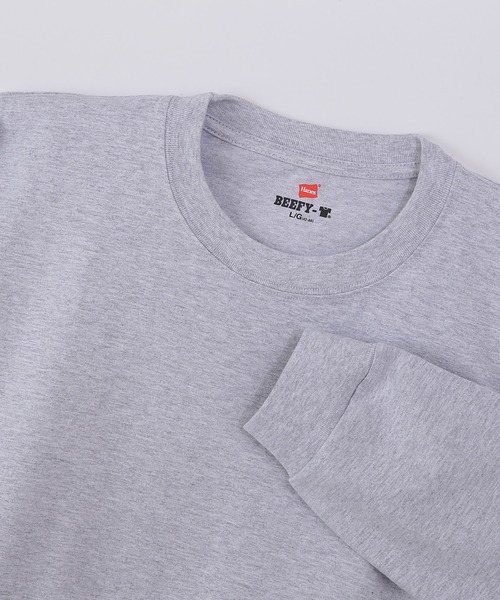 HANES(ヘインズ)の「【Hanes/ヘインズ】メンズ 【2枚組】ビーフィーロングスリーブTシャツ(Tシャツ/カットソー・メンズ・ブラック/ヘザーグレー/ホワイト/ネイビー/ダークグレー・MEDIUM/X-SMALL/LARGE/X-LARGE/SMALL)」の18枚目の写真