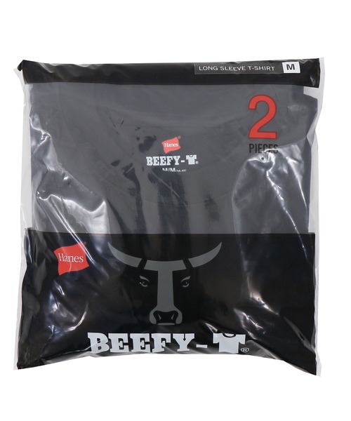 HANES(ヘインズ)の「【Hanes/ヘインズ】メンズ 【2枚組】ビーフィーロングスリーブTシャツ(Tシャツ/カットソー・メンズ・ブラック/ヘザーグレー/ホワイト/ネイビー/ダークグレー・MEDIUM/X-SMALL/LARGE/X-LARGE/SMALL)」の12枚目の写真