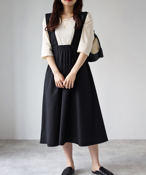 4youstory(フォーユーストーリー)の「ジャンパースカート(ジャンパースカート・レディース・ブラック/ベージュ・FREE)」の2枚目の写真