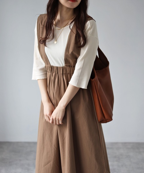 4youstory(フォーユーストーリー)の「ジャンパースカート(ジャンパースカート・レディース・ブラック/ベージュ・FREE)」の4枚目の写真